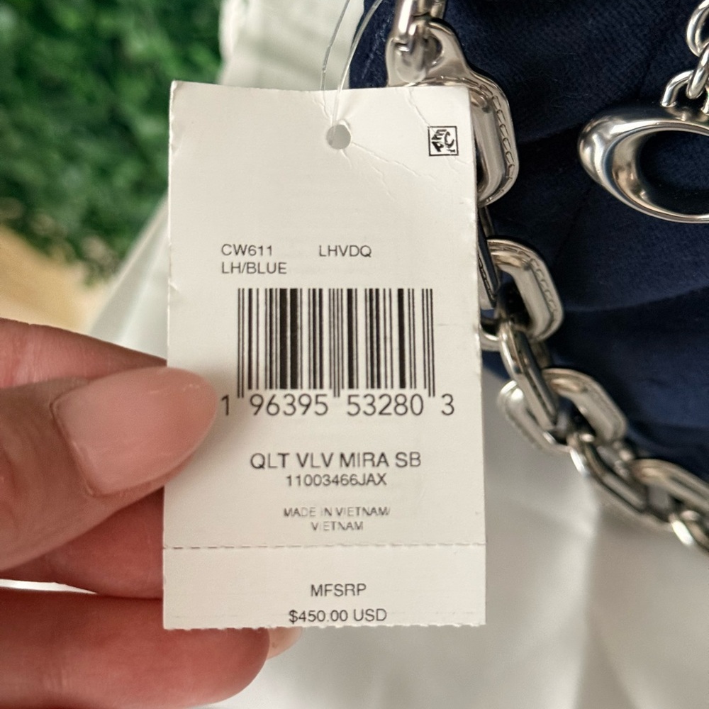 Coach Quilted Velvet Navy Mira Shoulder Crossbody Bag NWT - Picture 5 of 11